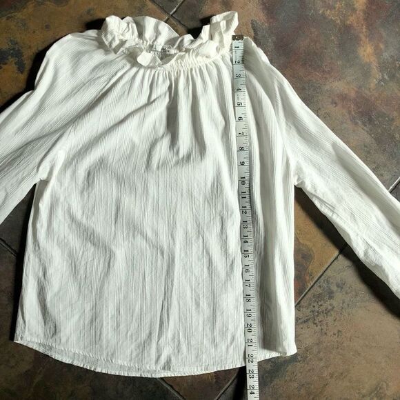 Grifflin Paris Women’s White Cotton Long-sleeved Ruffled Neck Size Small - Picture 8 of 12